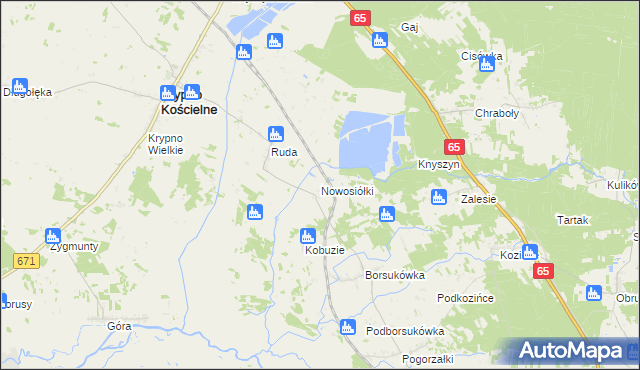 mapa Nowosiółki gmina Dobrzyniewo Duże, Nowosiółki gmina Dobrzyniewo Duże na mapie Targeo