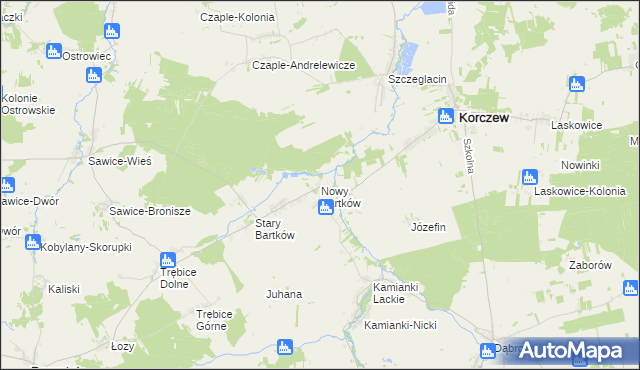 mapa Nowy Bartków, Nowy Bartków na mapie Targeo