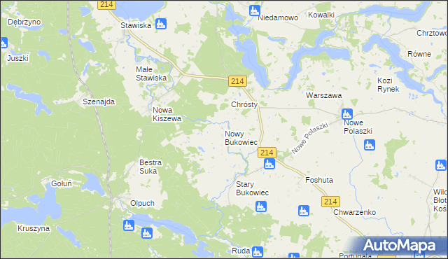 mapa Nowy Bukowiec gmina Stara Kiszewa, Nowy Bukowiec gmina Stara Kiszewa na mapie Targeo