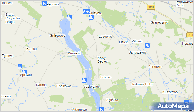 mapa Nowy Dębiec, Nowy Dębiec na mapie Targeo