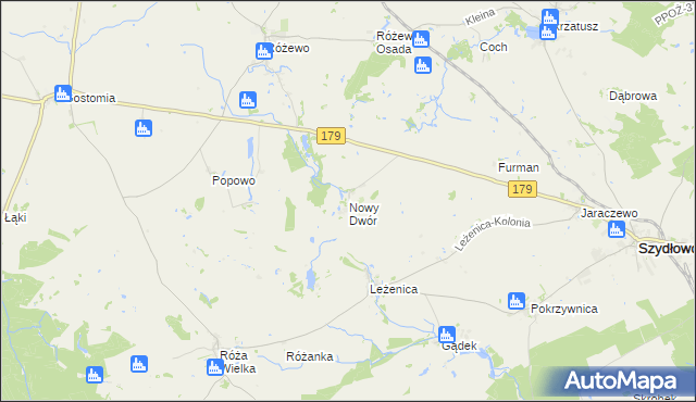 mapa Nowy Dwór gmina Szydłowo, Nowy Dwór gmina Szydłowo na mapie Targeo