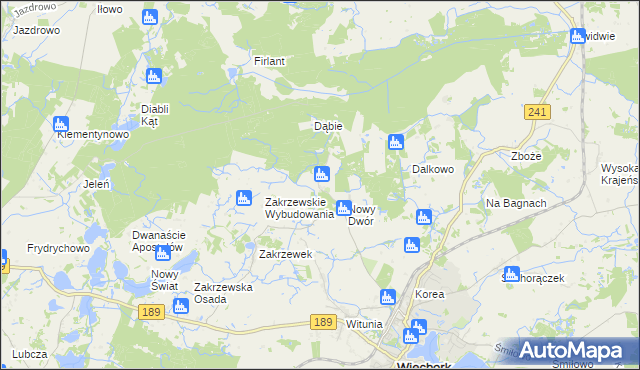 mapa Nowy Dwór gmina Więcbork, Nowy Dwór gmina Więcbork na mapie Targeo