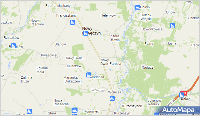 mapa Nowy Dwór-Parcela, Nowy Dwór-Parcela na mapie Targeo