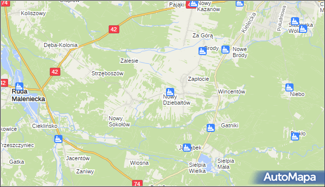 mapa Nowy Dziebałtów, Nowy Dziebałtów na mapie Targeo