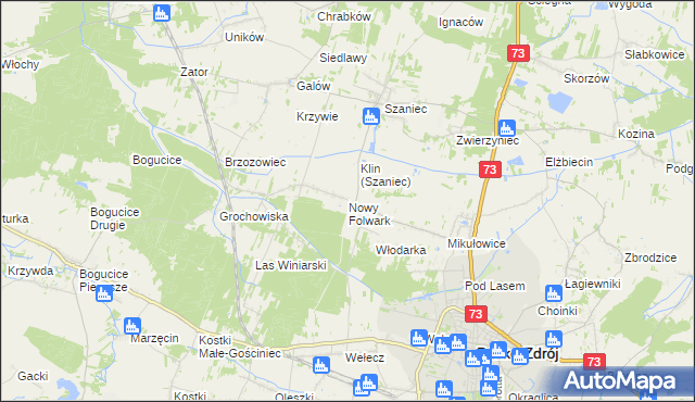 mapa Nowy Folwark gmina Busko-Zdrój, Nowy Folwark gmina Busko-Zdrój na mapie Targeo