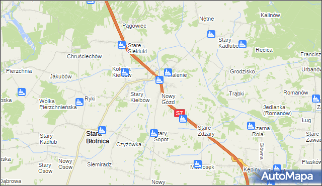 mapa Nowy Gózd, Nowy Gózd na mapie Targeo