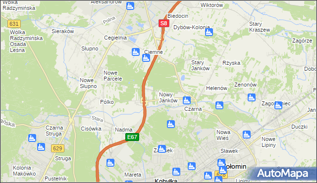 mapa Nowy Janków, Nowy Janków na mapie Targeo