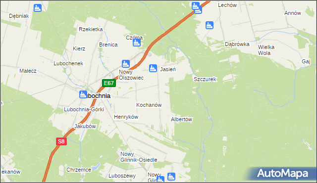 mapa Nowy Jasień, Nowy Jasień na mapie Targeo