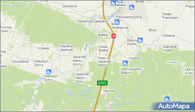 mapa Nowy Jasieniec Iłżecki, Nowy Jasieniec Iłżecki na mapie Targeo