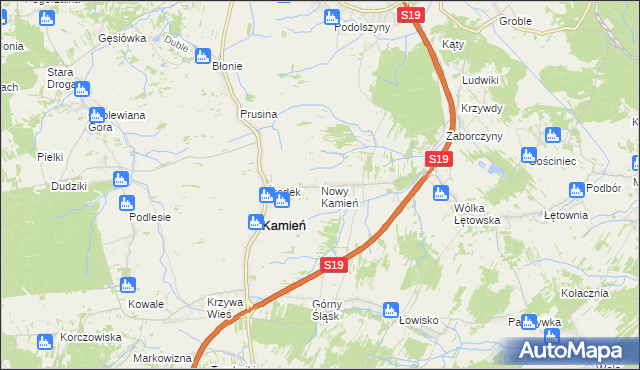 mapa Nowy Kamień gmina Kamień, Nowy Kamień gmina Kamień na mapie Targeo