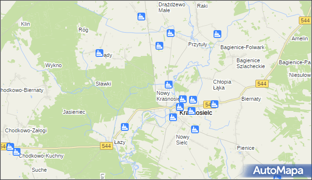 mapa Nowy Krasnosielc, Nowy Krasnosielc na mapie Targeo