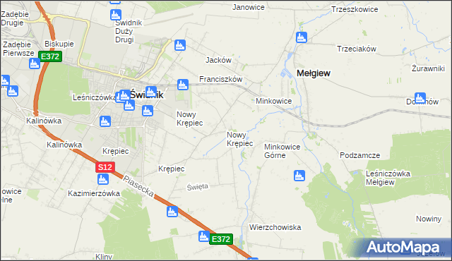 mapa Nowy Krępiec, Nowy Krępiec na mapie Targeo