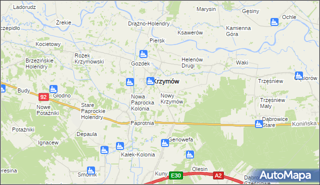 mapa Nowy Krzymów, Nowy Krzymów na mapie Targeo