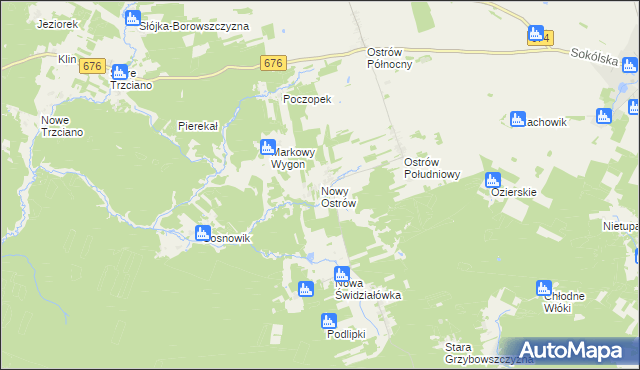 mapa Nowy Ostrów gmina Szudziałowo, Nowy Ostrów gmina Szudziałowo na mapie Targeo