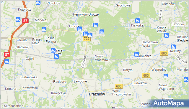 mapa Nowy Prażmów, Nowy Prażmów na mapie Targeo