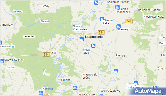 mapa Nowy Sielc gmina Krasnosielc, Nowy Sielc gmina Krasnosielc na mapie Targeo