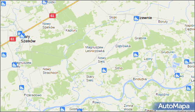 mapa Nowy Sielc gmina Rzewnie, Nowy Sielc gmina Rzewnie na mapie Targeo