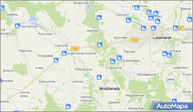 mapa Nowy Świat gmina Wodzierady, Nowy Świat gmina Wodzierady na mapie Targeo