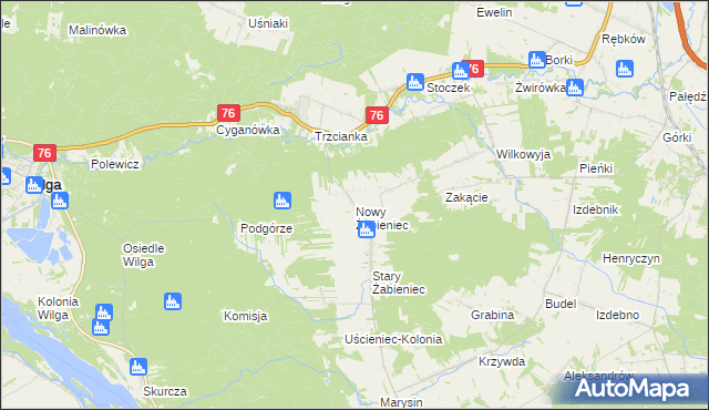 mapa Nowy Żabieniec, Nowy Żabieniec na mapie Targeo