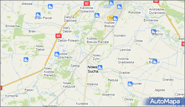 mapa Nowy Żylin, Nowy Żylin na mapie Targeo