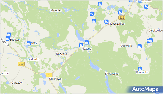 mapa Nożyno, Nożyno na mapie Targeo