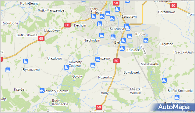 mapa Nużewo, Nużewo na mapie Targeo