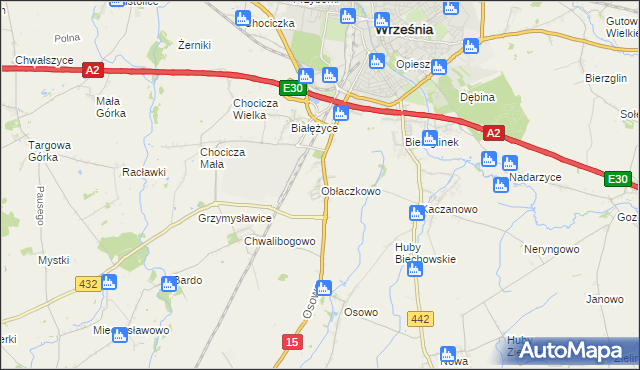 mapa Obłaczkowo, Obłaczkowo na mapie Targeo