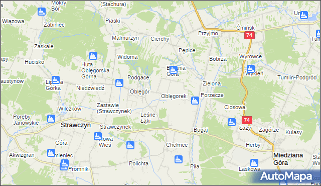 mapa Oblęgorek, Oblęgorek na mapie Targeo