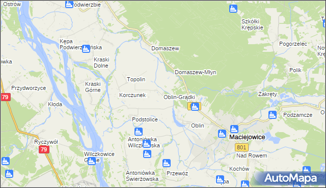 mapa Oblin-Grądki, Oblin-Grądki na mapie Targeo