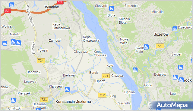 mapa Obórki gmina Konstancin-Jeziorna, Obórki gmina Konstancin-Jeziorna na mapie Targeo