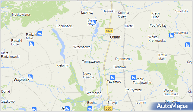 mapa Obórki gmina Osiek, Obórki gmina Osiek na mapie Targeo