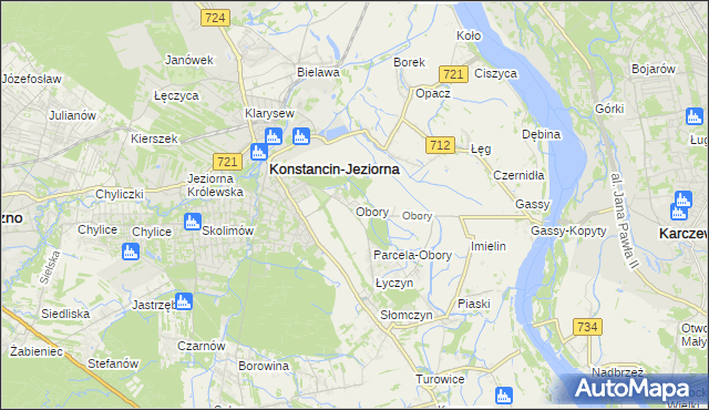 mapa Obory gmina Konstancin-Jeziorna, Obory gmina Konstancin-Jeziorna na mapie Targeo