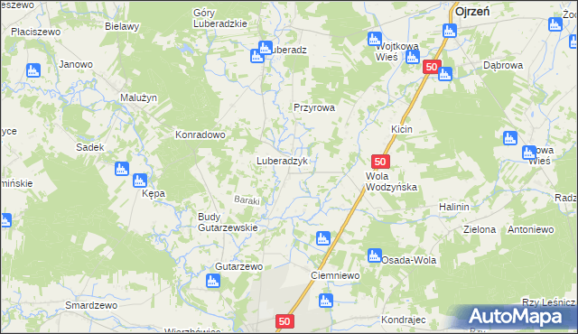 mapa Obrąb gmina Ojrzeń, Obrąb gmina Ojrzeń na mapie Targeo