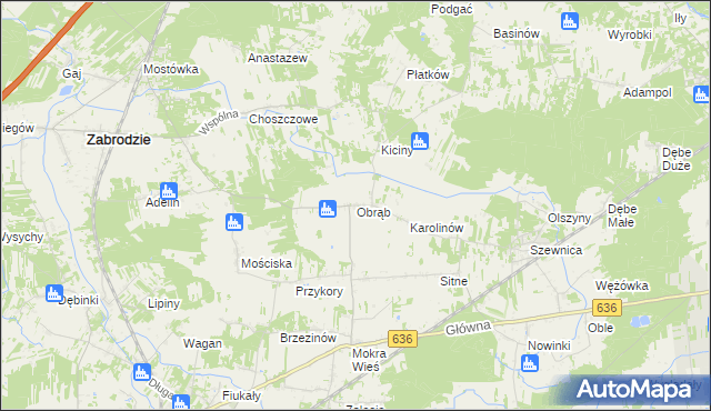 mapa Obrąb gmina Zabrodzie, Obrąb gmina Zabrodzie na mapie Targeo
