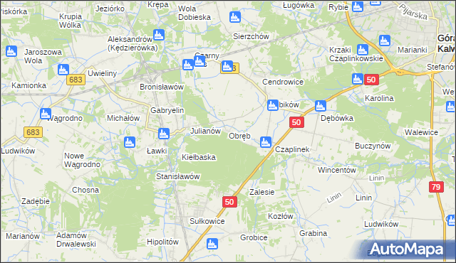 mapa Obręb gmina Góra Kalwaria, Obręb gmina Góra Kalwaria na mapie Targeo