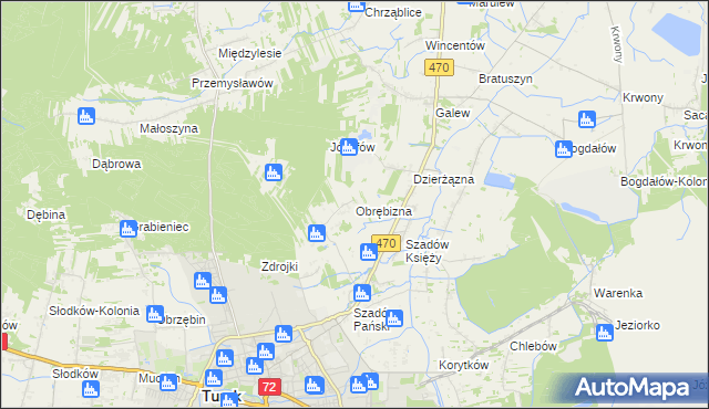 mapa Obrębizna, Obrębizna na mapie Targeo