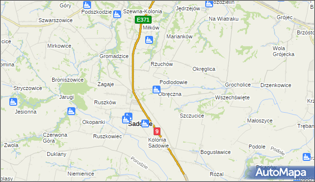 mapa Obręczna, Obręczna na mapie Targeo