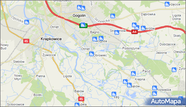 mapa Obrowiec gmina Gogolin, Obrowiec gmina Gogolin na mapie Targeo