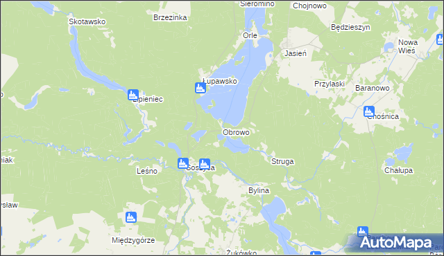 mapa Obrowo gmina Czarna Dąbrówka, Obrowo gmina Czarna Dąbrówka na mapie Targeo