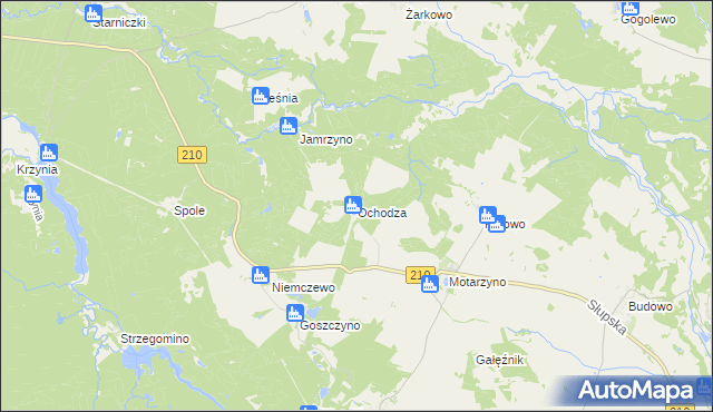 mapa Ochodza gmina Dębnica Kaszubska, Ochodza gmina Dębnica Kaszubska na mapie Targeo