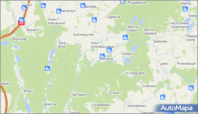 mapa Ochodza gmina Trzemeszno, Ochodza gmina Trzemeszno na mapie Targeo