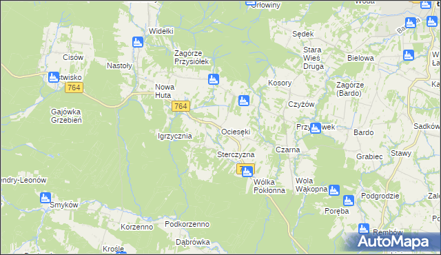 mapa Ociesęki, Ociesęki na mapie Targeo