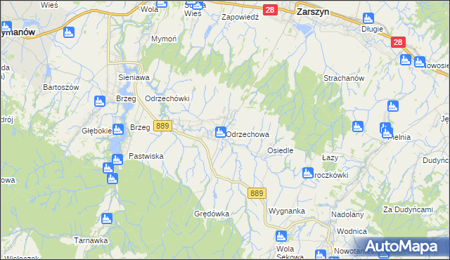 mapa Odrzechowa, Odrzechowa na mapie Targeo