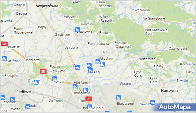 mapa Odrzykoń, Odrzykoń na mapie Targeo