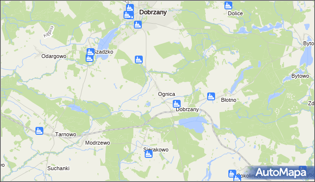 mapa Ognica gmina Dobrzany, Ognica gmina Dobrzany na mapie Targeo