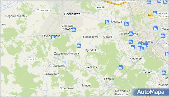 mapa Ogrodniki gmina Choroszcz, Ogrodniki gmina Choroszcz na mapie Targeo