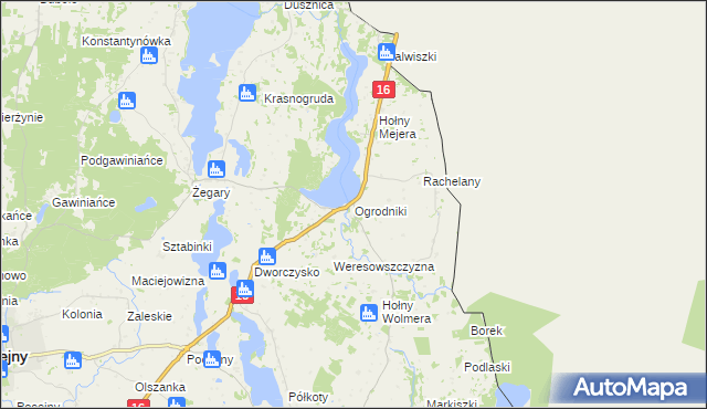 mapa Ogrodniki gmina Sejny, Ogrodniki gmina Sejny na mapie Targeo