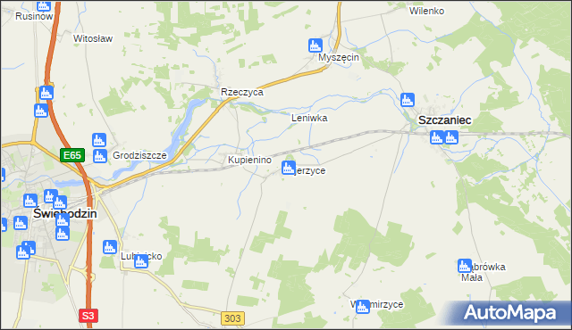 mapa Ojerzyce, Ojerzyce na mapie Targeo