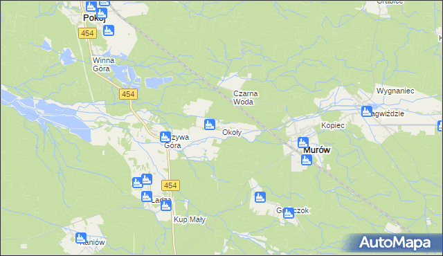 mapa Okoły gmina Murów, Okoły gmina Murów na mapie Targeo