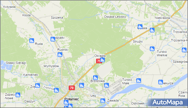 mapa Okrągła, Okrągła na mapie Targeo